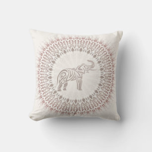 Cream Ombre Elephant Mandala Kussen