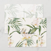 Cream Orchid Flowers Aloha Briefkaart (Voorkant / Achterkant)