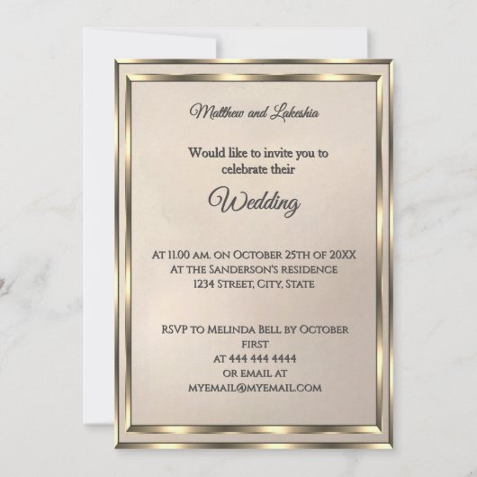 Cream Origami stijl bruiloft Mooi Kaart (Achterkant)