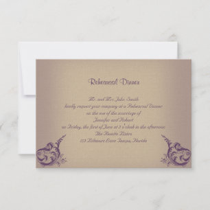 Cream Paarse Posh Wedding Rehearal Kaart