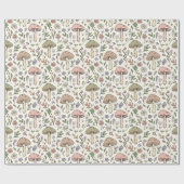 Cream Pastel Mushroom Fungi Seamless Pattern Cadeaupapier (Vlak)