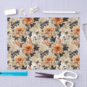  Cream Peach Floral Tissuepapier (Craft)