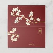 Cream Peach/Plum Blossom Double Happiness Wedding (Buitenkant ongevouwen)