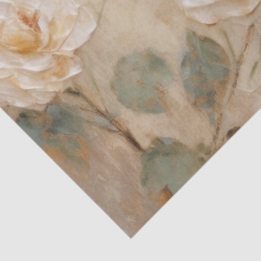 Cream Peach Rozen Bruiloft Tissuepapier (Detail)