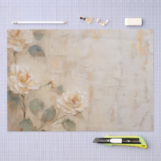 Cream Peach Rozen Bruiloft Tissuepapier (Craft)