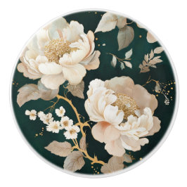 Cream Peony Floral Keramische Lade Trek – Elegant Keramische Knop