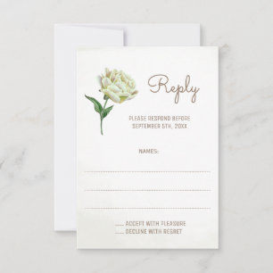 Cream Peony Flower Wedding Reply Kaarten RSVP Kaartje