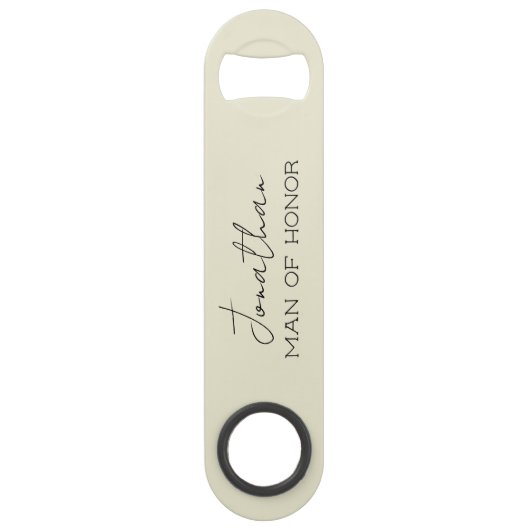 Cream Personalized Man of Honor Bottle Opener (Devant)