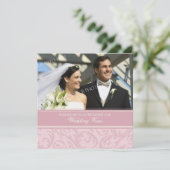 Cream Pink Foto Wedding Vow Renewal Uitnodigingen (Staand voorkant)