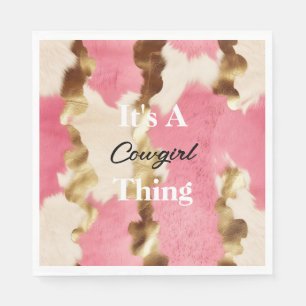 Cream Pink Gold Cowgirl Koeienhuid Quote Verjaarda Servet