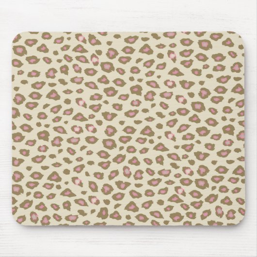 Cream Pink Leopard Print Muismat (Voorkant)