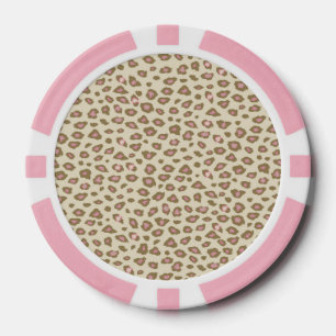Cream Pink Leopard Print Poker Chips