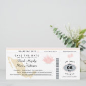Cream Pink Mexico Save the Date Boarding Pass (Staand voorkant)