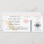 Cream Pink Mexico Save the Date Boarding Pass (Voorkant)