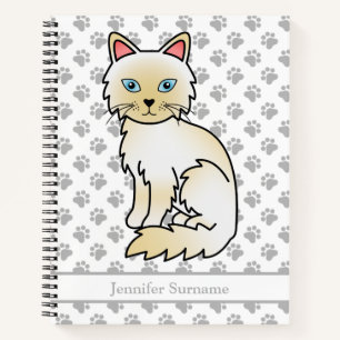 Cream Point Birman / Ragdoll Kat & Aangepaste Teks Notitieboek