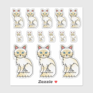Cream Point Tabby Birman/Ragdoll Cartoon Cats Sticker