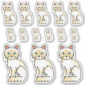 Cream Point Tabby Birman/Ragdoll Cartoon Cats Sticker (Voorkant)
