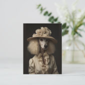 Cream Poodle Flower Pet Briefkaart (Staand voorkant)