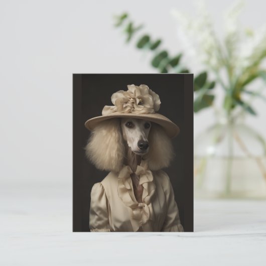 Cream Poodle Flower Pet Briefkaart (Staand voorkant)