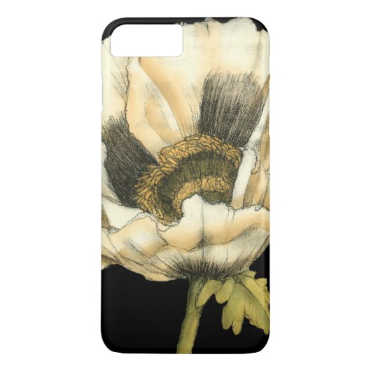 Cream Poppy-ventilator op zwarte achtergrond Case-Mate iPhone Case (Achterkant)