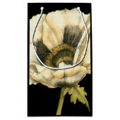 Cream Poppy-ventilator op zwarte achtergrond Klein Cadeauzakje (Achterkant)