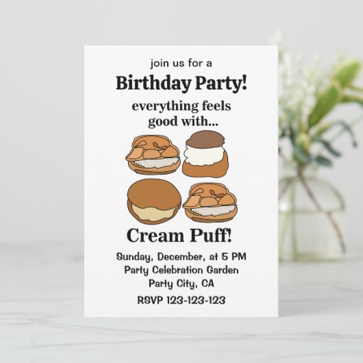 Cream Puff Food Dessert Birthday Party Kaart (Staand voorkant)