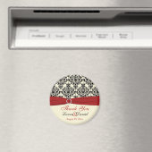 Cream, Red en Black Damask Bedankt Magnet Magneet (Insitu (Vaatwasser))