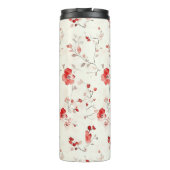 Cream Red Floral Christmas Thermosbeker (Achterkant)