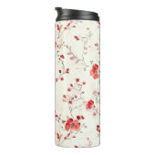 Cream Red Floral Christmas Thermosbeker (Geroteerd rechts)