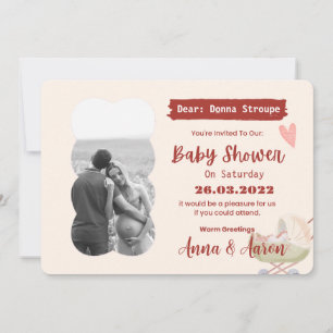 Cream Red Green Modern Colorful Baby shower Kaart