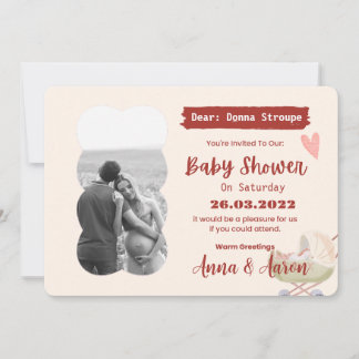 Cream Red Green Modern Colorful Baby shower Kaart