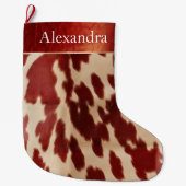 Cream Red Koeienhuid Kerstnaam Grote Kerstsok (Voorkant)