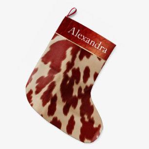 Cream Red Koeienhuid Kerstnaam Grote Kerstsok