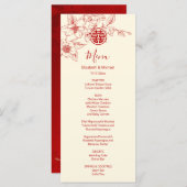 Cream Red Magnolia Chinese Wedding Menu Card (Devant / Derrière)