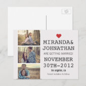 Cream & Red Photo Strip Bewaar de datum Post Kaart (Voorkant / Achterkant)