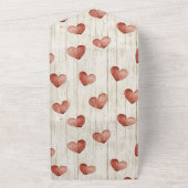 Cream Red Romantic Hearts Wedding All In One Uitnodiging (Buitenkant)
