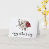 Cream & Red Rose Boho Bloemboeket Moederdag Kaart (Gele Bloem)