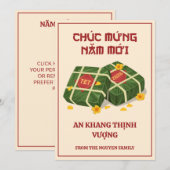 Cream & Red Vietnamese Tet 2026 Banh Chung Feestdagenkaart (Voorkant / Achterkant)