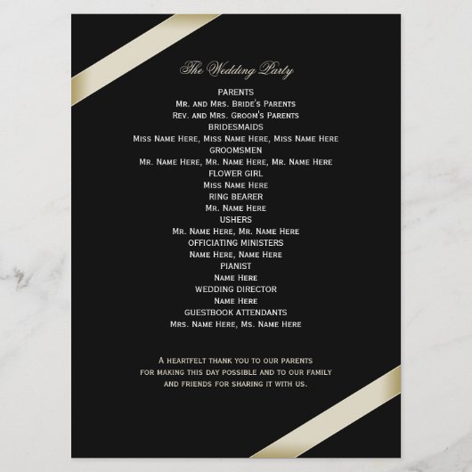 Cream Ribbon Wedding Programme (Dos)