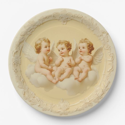  Cream Rococo Cherub Cloud Paper Bord (Voorkant)