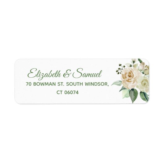 Cream Roos Wedding Bride Groom Names Sjabloon Etiket (Voorkant)