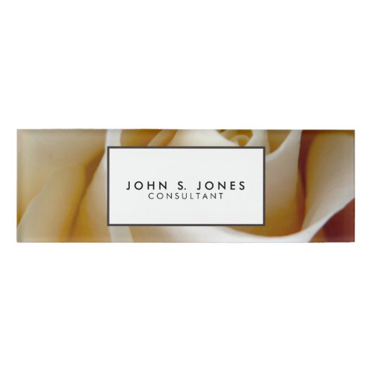 Cream Roos Wedding Photo Naambadge (Voorkant)