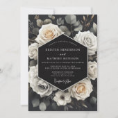 Cream Rose Woodland Wedding Kaart (Voorkant)
