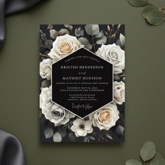 Cream Rose Woodland Wedding Kaart