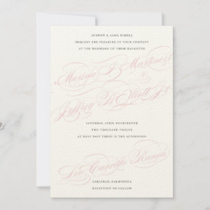 Cream, Roze en Grijs ・ Aangepaste bruiloft Kaart