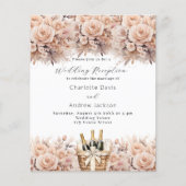 Cream rozen boho bruiloft receptie uitnodiging (Voorkant)