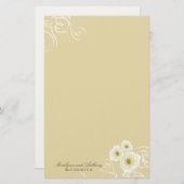 Cream Rozen en wervelingen Elegant Romantisch Brui Briefpapier (Voorkant / Achterkant)