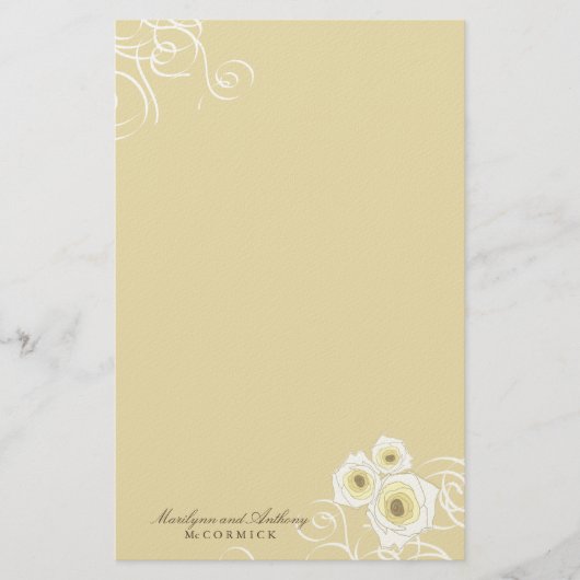 Cream Rozen en wervelingen Elegant Romantisch Brui Briefpapier (Voorkant)