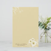 Cream Rozen en wervelingen Elegant Romantisch Brui Briefpapier (Staand voorkant)