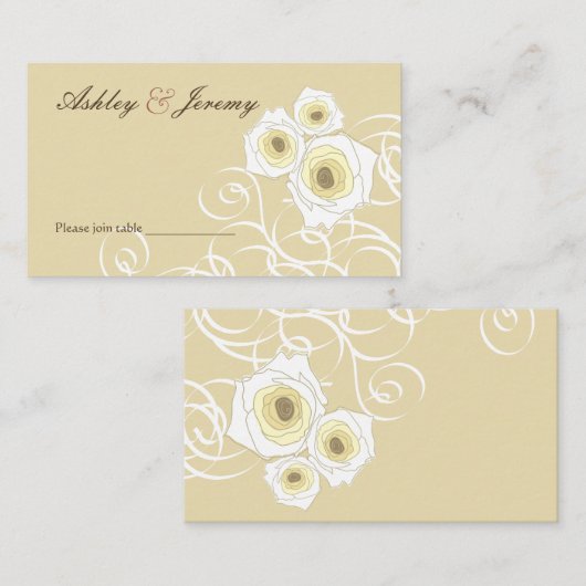 Cream Rozen en wervelingen Elegant Romantisch Brui Plaatskaartje (Voorkant / Achterkant)